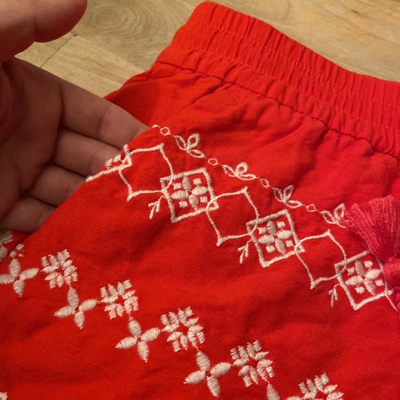 LOFT Linen Blend Embroidered Drawstring Waist Casual Shorts - Picture 6 of 11